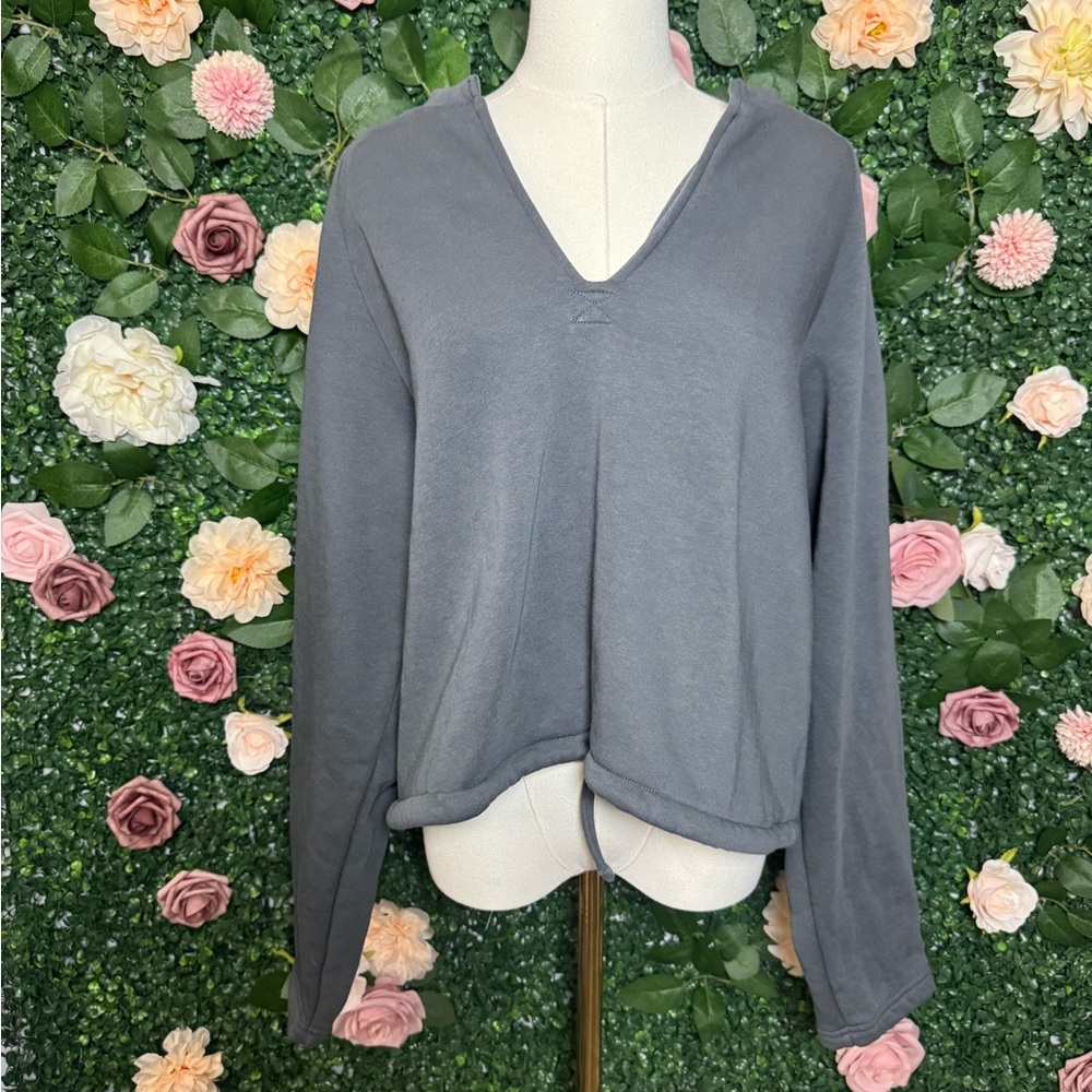 Dark Gray Women's V-Neck Sweatshirt